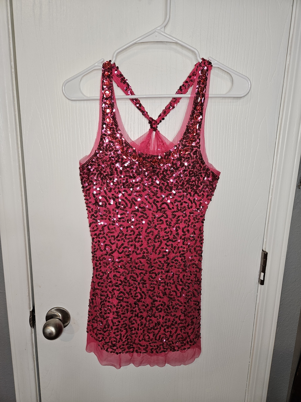 Body Central Hot Pink Sequin Racerback Tank